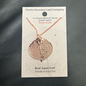 aspen leaf rose gold necklace